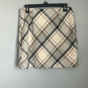 H&M Cream, Blue & Brown Plaid Mini Skirt